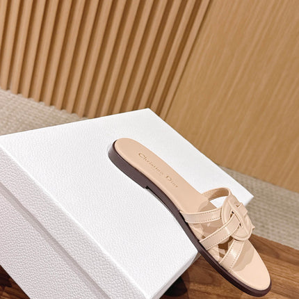 DIOR 26S SLIDE SANDALS IN BEIGE CLUB WOVEN CALFSKIN