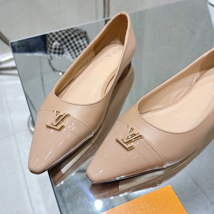 LV 26S POINTED TOE BALLET FLATS IN NUDE BEIGE CALFSKIN