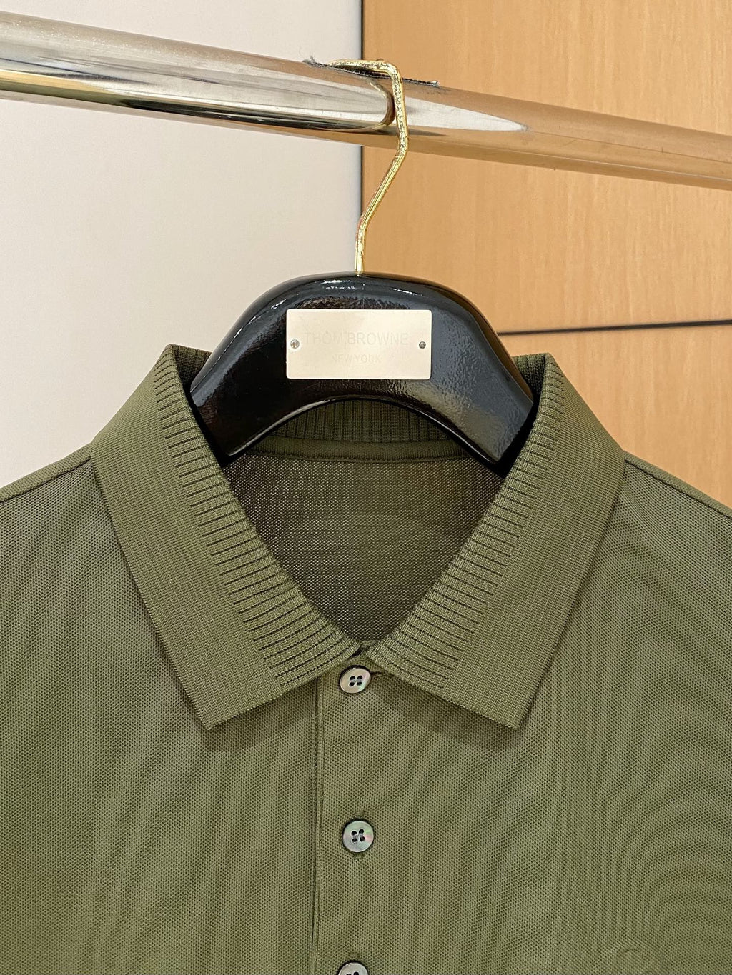 LV POLO SHIRT IN ARMY GREEN MESH BEADED COTTON FABRIC 238855