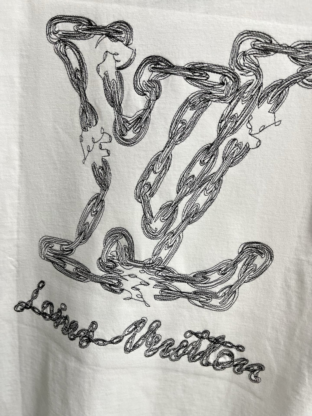 LV WHITE COTTON T-SHIRT EMBROIDERED LOGO 238861