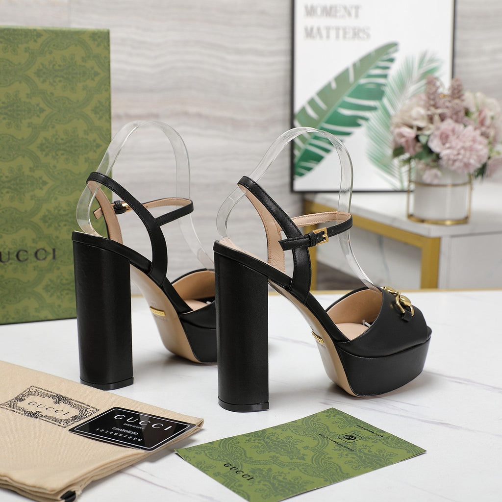 GG Sandales Cuir Noir Black