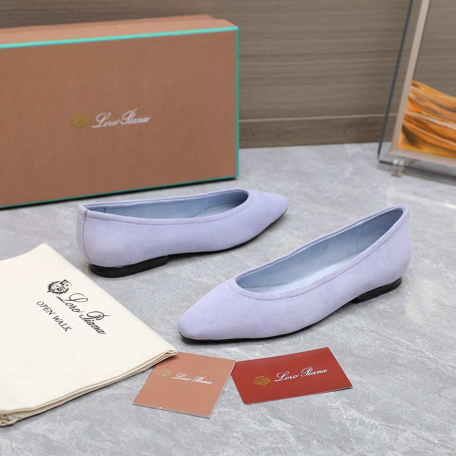 CLASSIC BALLET SHOES IN PASTEL PURPLE SUEDE