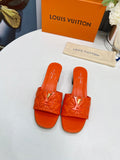 LV 26S MARE HIGH-HEELED MULE SANDALS IN ORANGE CALFSKIN