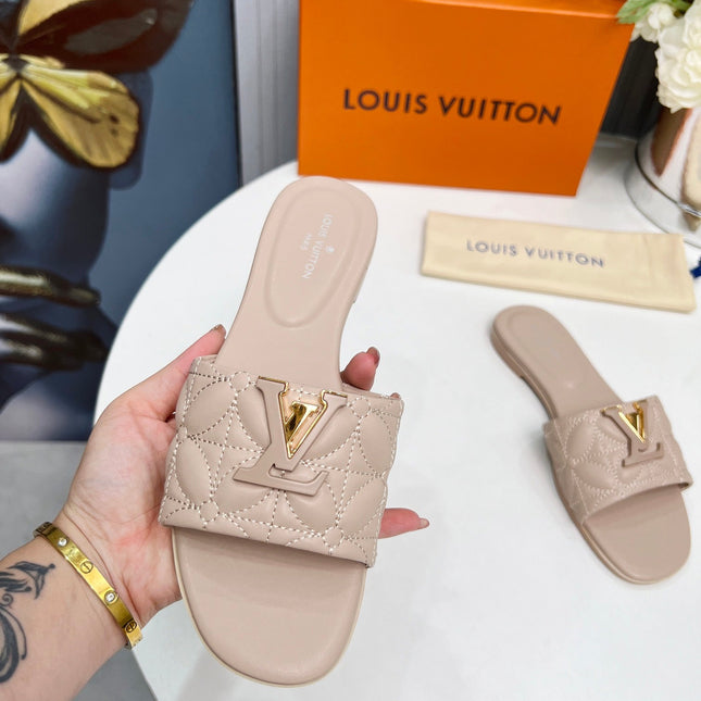 LV 26S MARE FLAT MULES IN DARK BEIGE CALFSKIN