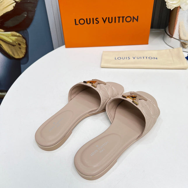LV 26S MARE FLAT MULES IN DARK BEIGE CALFSKIN