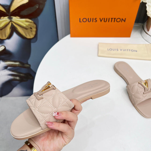 LV 26S MARE FLAT MULES IN DARK BEIGE CALFSKIN