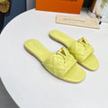 LV 26S MARE FLAT MULES IN LIGHT YELLOW CALFSKIN