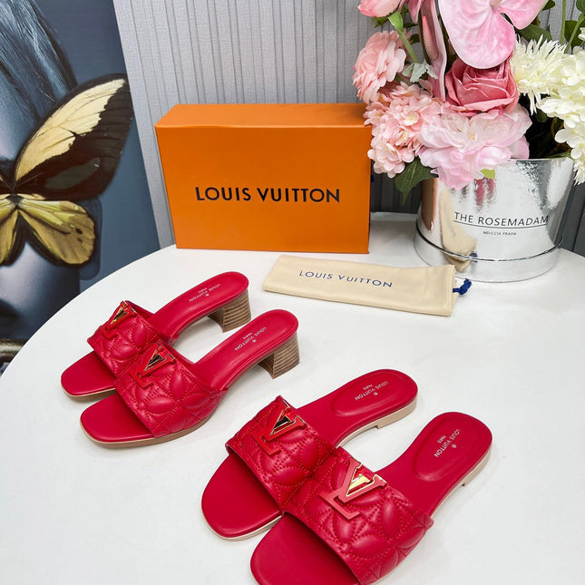 LV 26S MARE FLAT MULES IN RED CALFSKIN