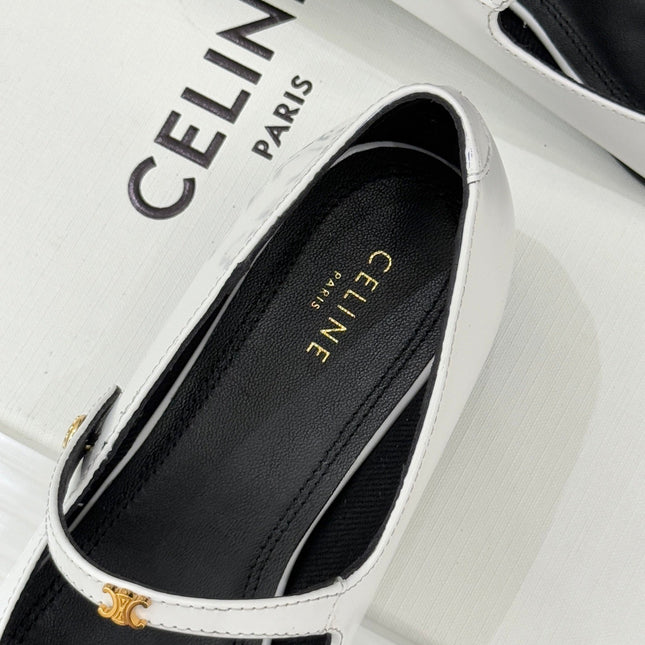 CELINE 26S MARY JANE SHOES IN WHITE LAMBSKIN