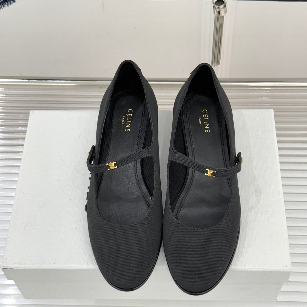CELINE 26S MARY JANE SHOES IN BLACK FABRIC