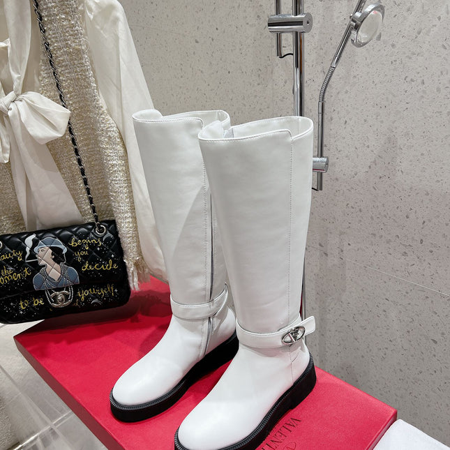 VALENTINO 25S KNEE-HIGH BOOTS IN WHITE CALFSKIN STYLE 9