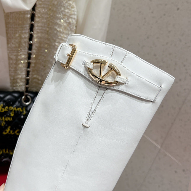VALENTINO 25S KNEE-HIGH BOOTS IN WHITE CALFSKIN STYLE 6