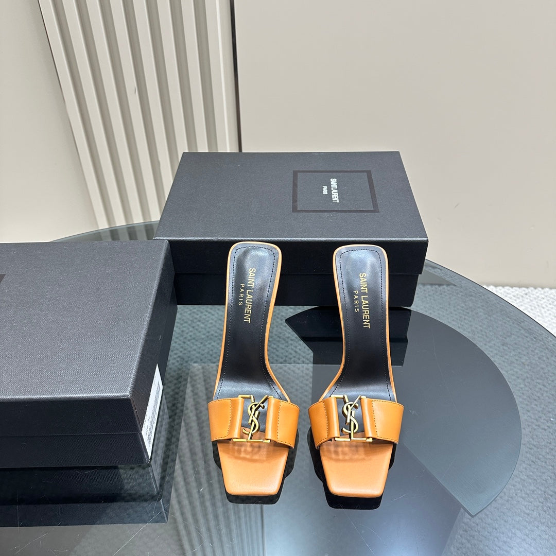 SL BABYLONE SLIDE PUMPS 115 MERIGOLD CALFSKIN