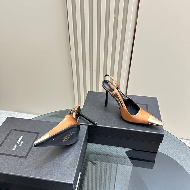 SL JEANNE SLINGBACK PUMPS TANGERINE SATIN