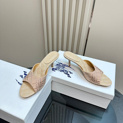 BURBERRY 26S HIGH-HEELED SANDALS 70 MM IN BEIGE NUDE CALFSKIN AND SUEDE