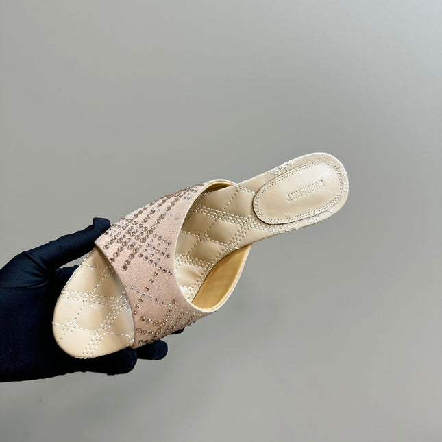 BURBERRY 26S HIGH-HEELED SANDALS 70 MM IN BEIGE NUDE CALFSKIN AND SUEDE