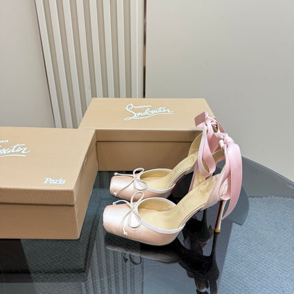 CASSIA LACE UP 100MM IN LIGHT PINK SATIN