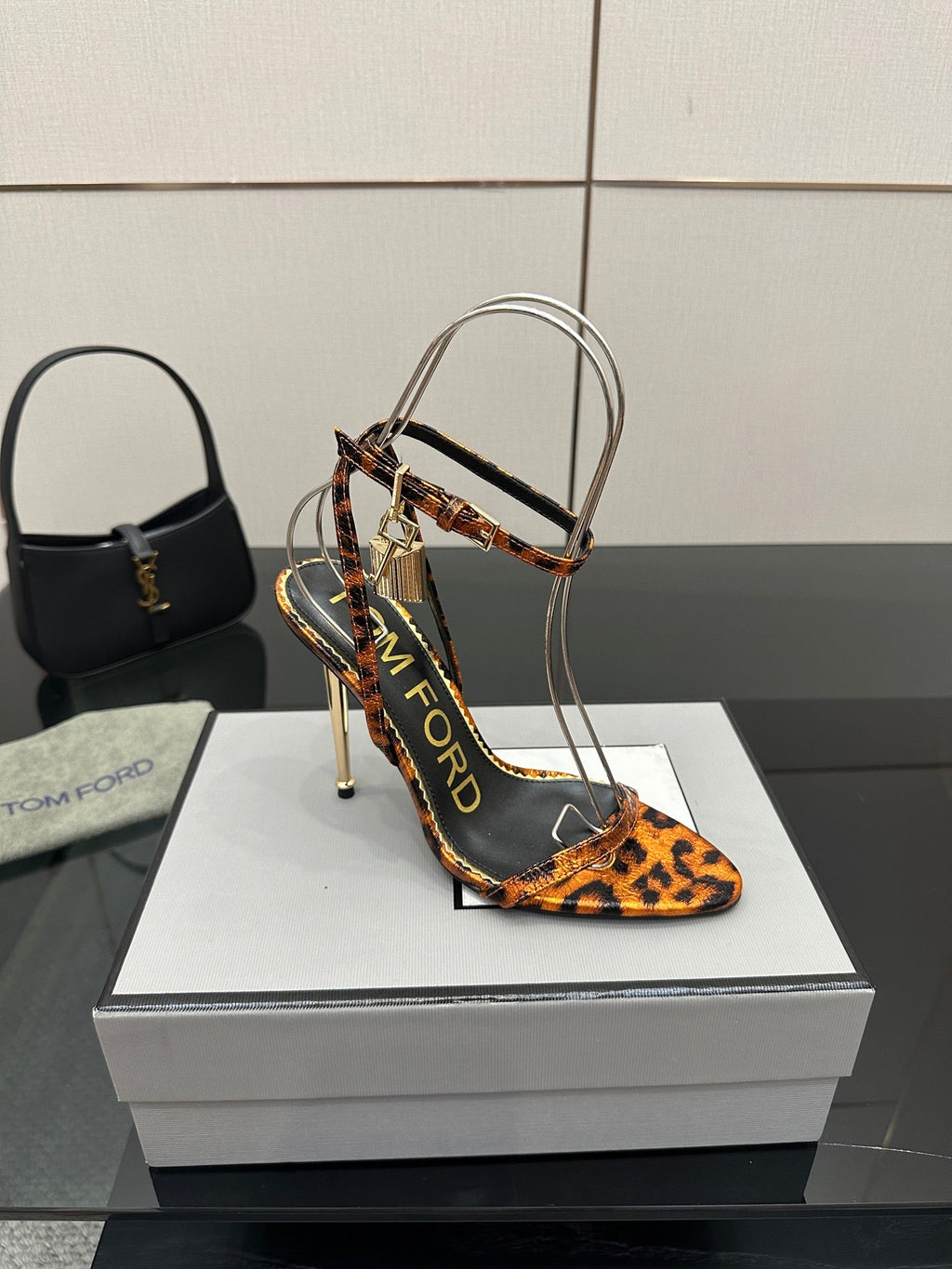 TOM FORD 26S HEELED SANDALS 100 MM IN LEOPARD PRINT CALFSKIN STYLE 4