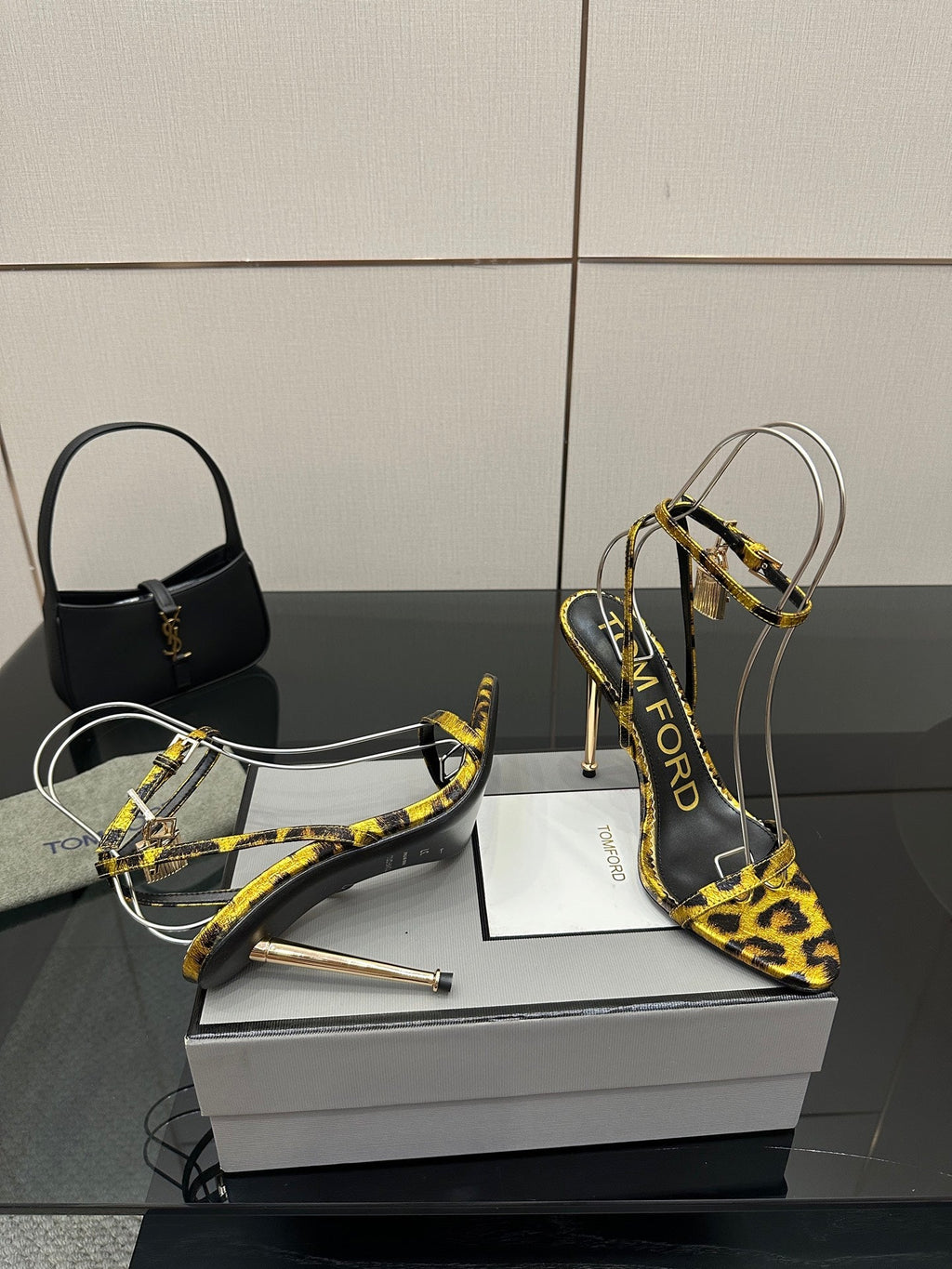 TOM FORD 26S HEELED SANDALS 100 MM IN LEOPARD PRINT CALFSKIN STYLE 3