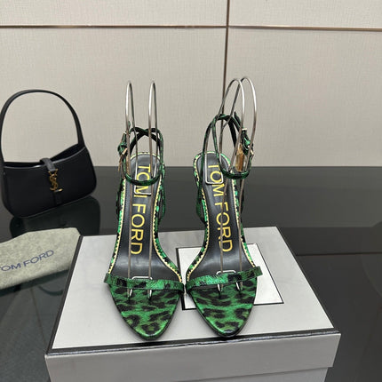 TOM FORD 26S HEELED SANDALS 100 MM IN LEOPARD PRINT CALFSKIN STYLE 2