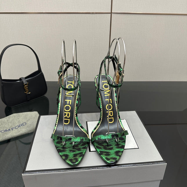 TOM FORD 26S HEELED SANDALS 100 MM IN LEOPARD PRINT CALFSKIN STYLE 2