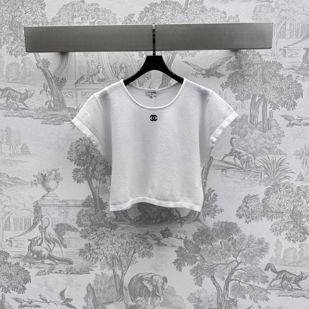 CHANEL SHORT SLEEVE CREW NECK KNIT TOP 263668