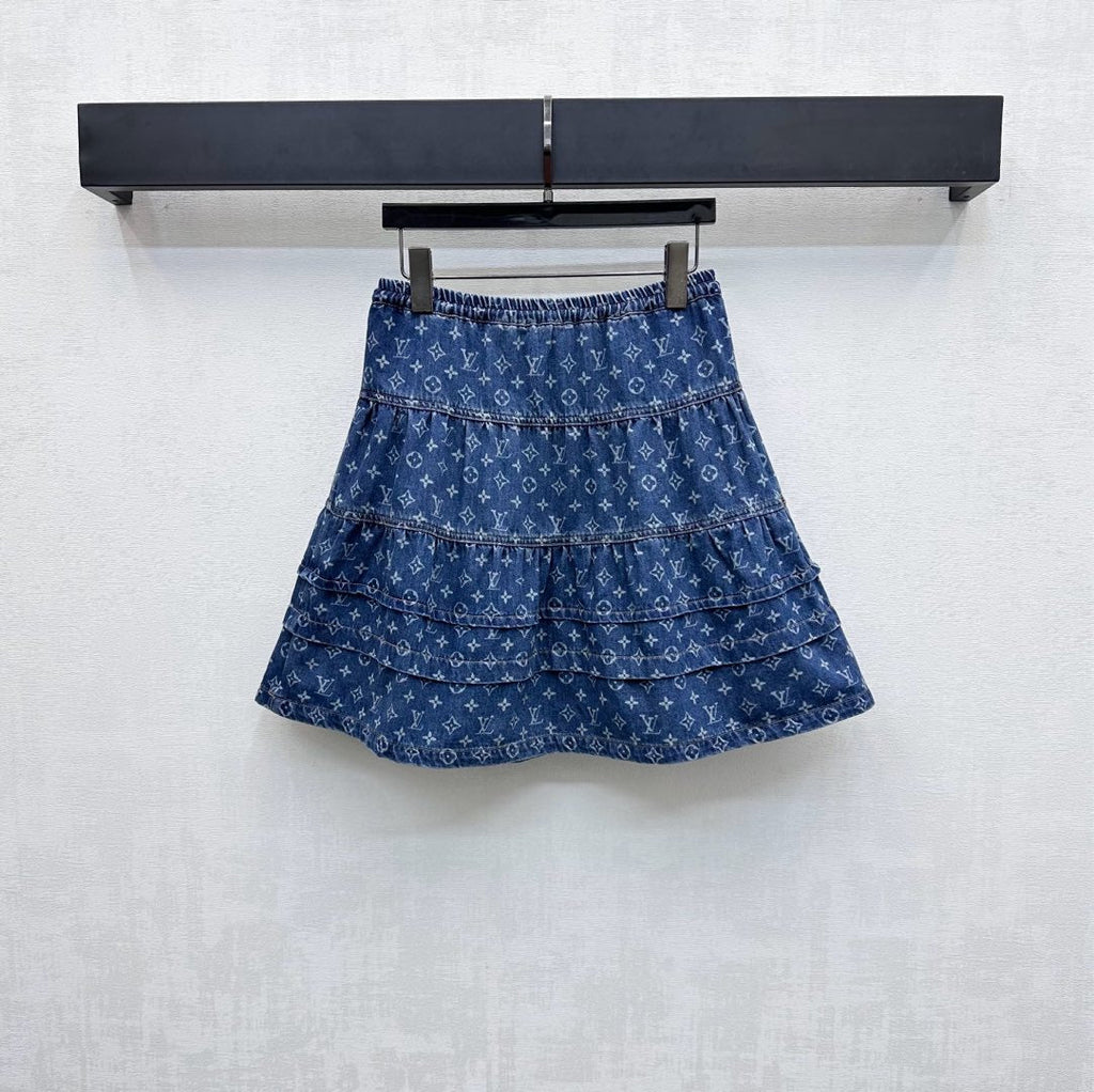 LV DENIM SKIRT WITH LOGO PRINT 274802