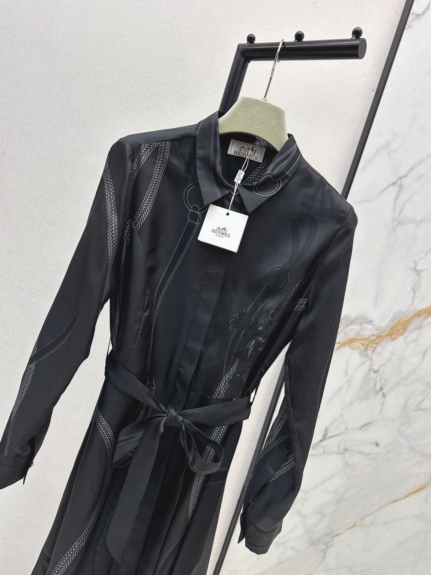 HERMES 25S LONG SILK DRESS 80580