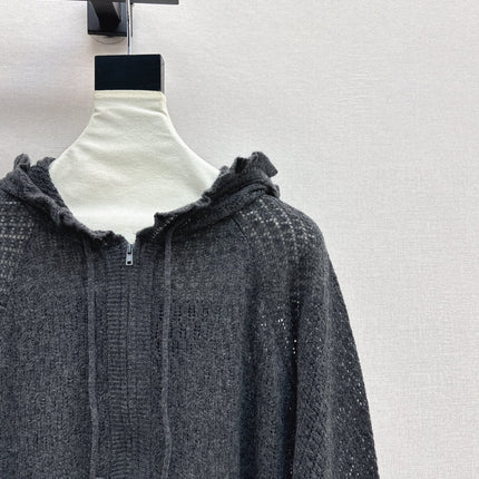 DIOR 25S HOODED KNIT CARDIGAN WITH CUTOUT DESIGN 616