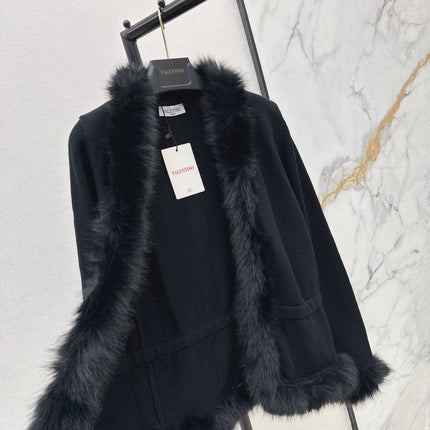 VALENTINO 26S KNIT CARDIGAN WITH FUR COLLAR STYLE 78