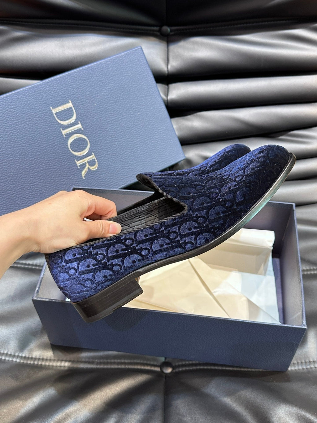 CD TIMELESS OBLIQUE LOAFER NAVY VELVET