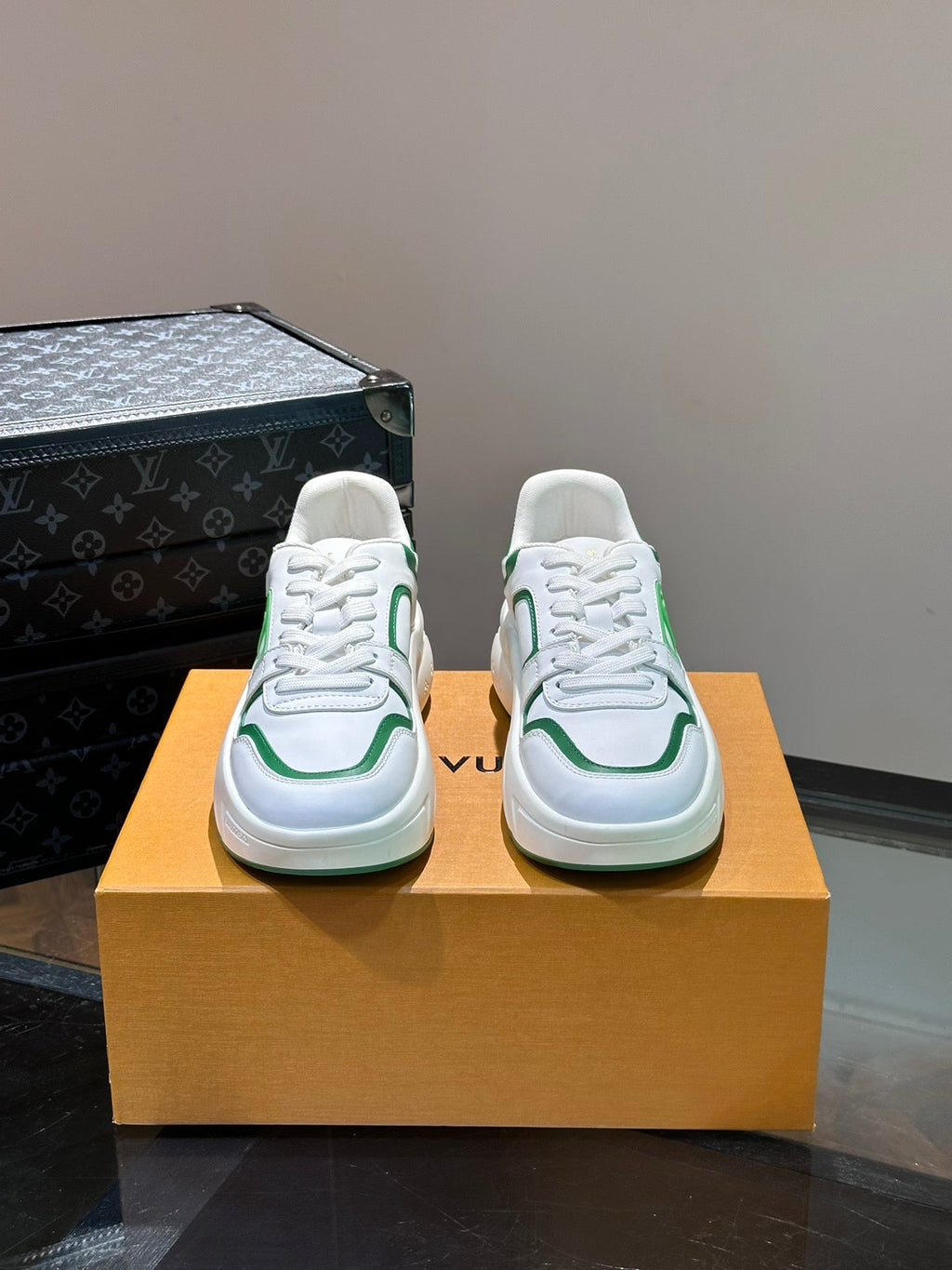 NEO RUN AWAY SNEAKER WHITE MIX GREEN CALFSKIN