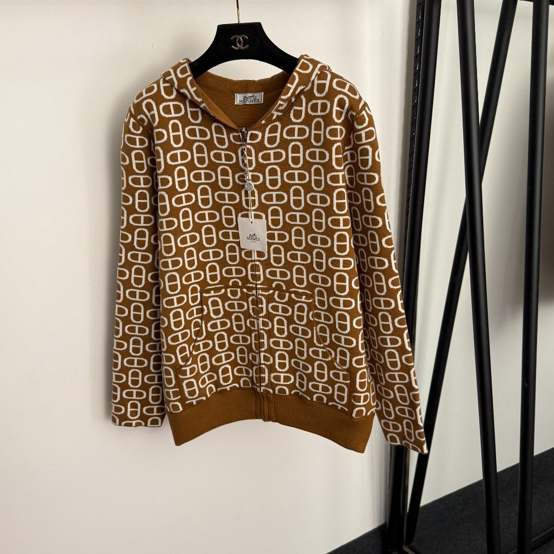 HERMES 25S REVERSIBLE CASHMERE SWEATER JACKET 114
