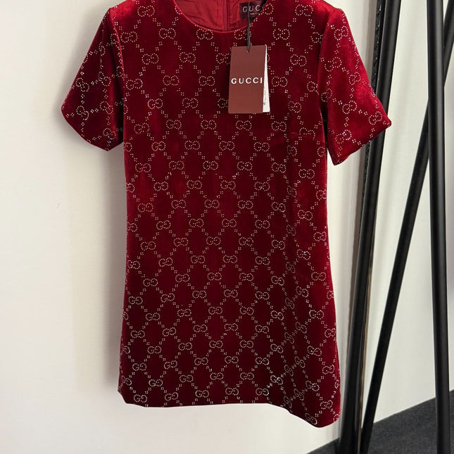 GUCCI 26S RHINESTONE VELVET DRESS 183