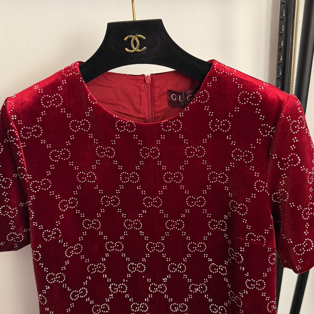 GUCCI 26S RHINESTONE VELVET DRESS 183