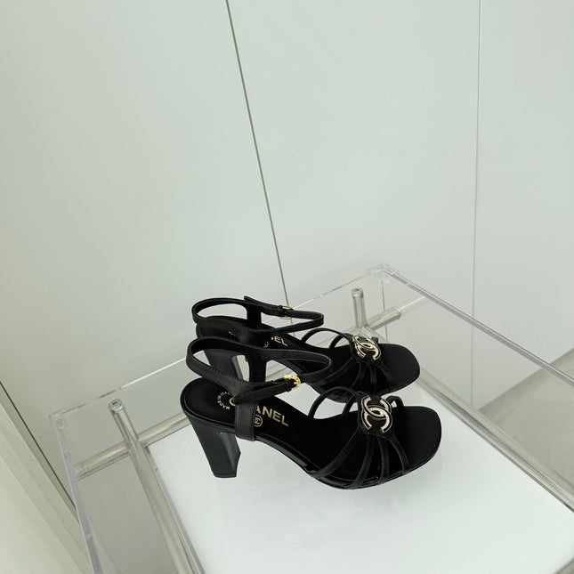 HIGH HEEL SANDALS 85 MM IN BLACK LAMBSKIN