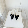 SLINGBACKS 18 MM IN WHITE CALFSKIN MIX BLACK CANVAS