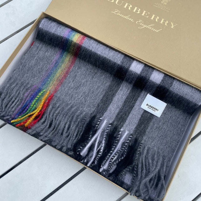 CHECK SCARF 200 CM IN GRAY GRAPHITE MIX BLACK 394752