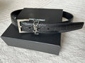 YSL 25S BELT 30 MM IN BLACK CROCODILE-EMBOSSED LEATHER 543666