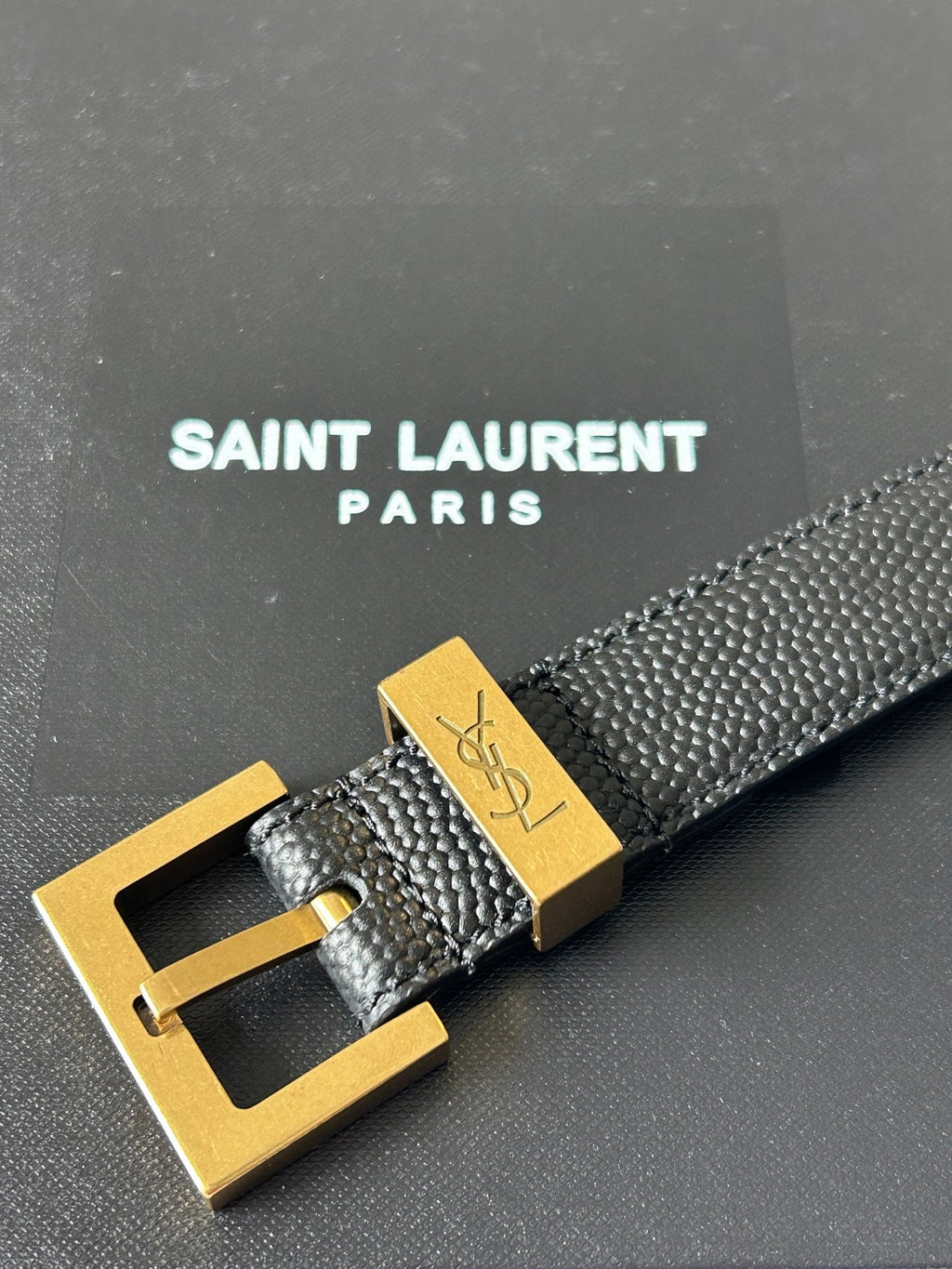 YSL 25S BELT 20 MM IN BLACK GRAINED CALFSKIN 543671