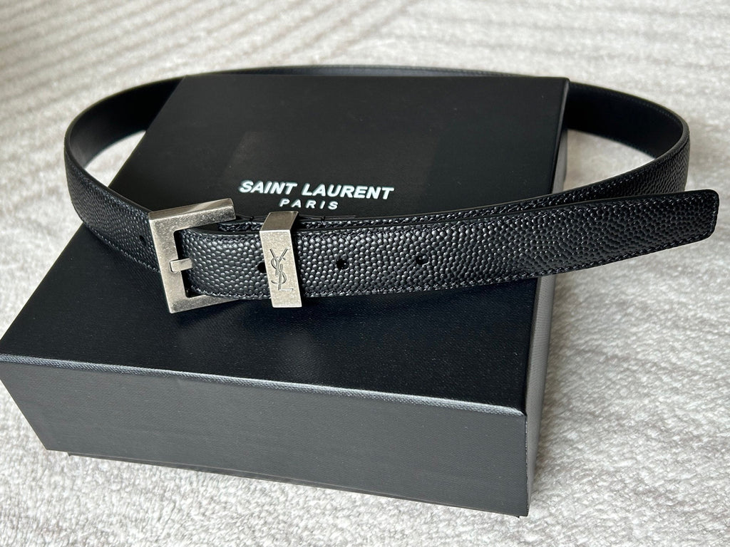 YSL 25S BELT 20 MM IN BLACK GRAINED CALFSKIN 543672