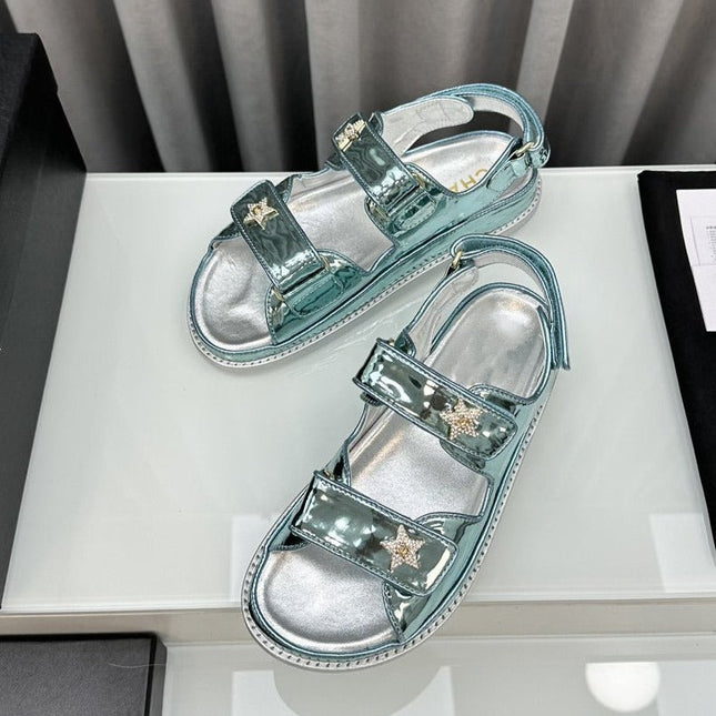 dad sandals cloud blue metalic lambskin
