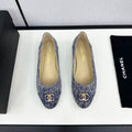 cc ballet flat blue with white stripe denim 166816
