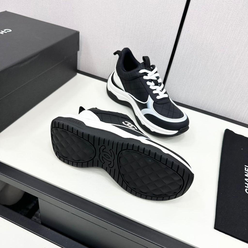 CC SNEAKER IN BLACK MIX WHITE EMBROIDERED LAMBSKIN