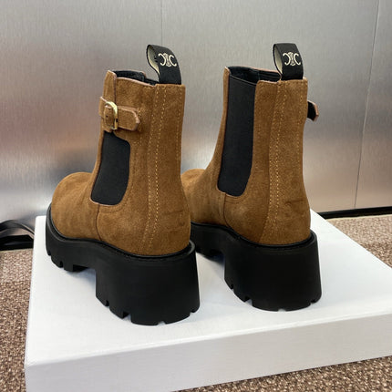 CELINE 26S ANKLE BOOTS 45 MM IN BROWN SUEDE