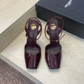 YSL 26S HEELED SANDALS 95 MM IN DARK RED CALFSKIN