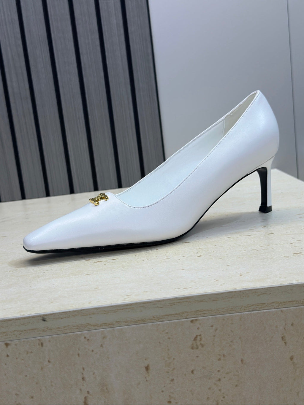 CELINE 26S HIGH HEELS 65 MM IN WHITE CALFSKIN