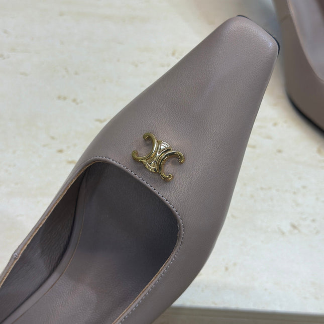 CELINE 26S HIGH HEELS 65 MM IN BEIGE GREY CALFSKIN