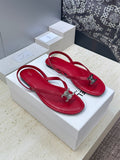 CELINE 26S THONG SANDALS IN RED CALFSKIN