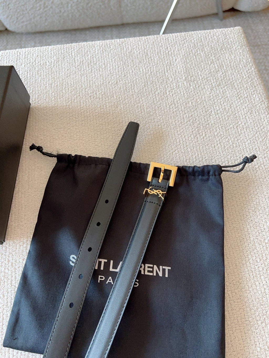 YSL 25S BELT 20 MM IN BLACK CALFSKIN 588783